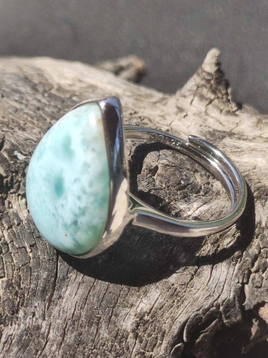 Larimar 925 Silber Ring "Atlantis Stone" Edelstein blau Natur Meer Himmel gefasst Energie Kraft Rarität Selten Frau Mutter Sie Oma Geschenk - Art of Nature Berlin