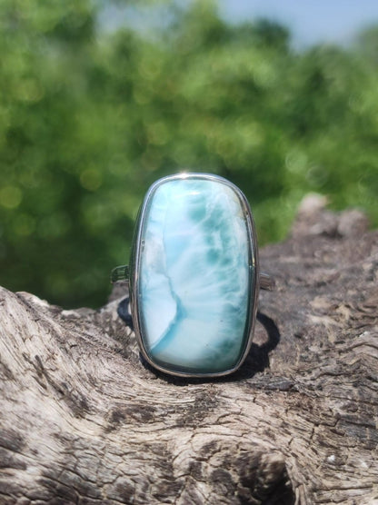 Larimar 925 Silber Ring "Atlantis Stone" Edelstein blau Natur Meer Himmel gefasst Energie Kraft Rarität Selten Frau Mutter Sie Oma Geschenk - Art of Nature Berlin