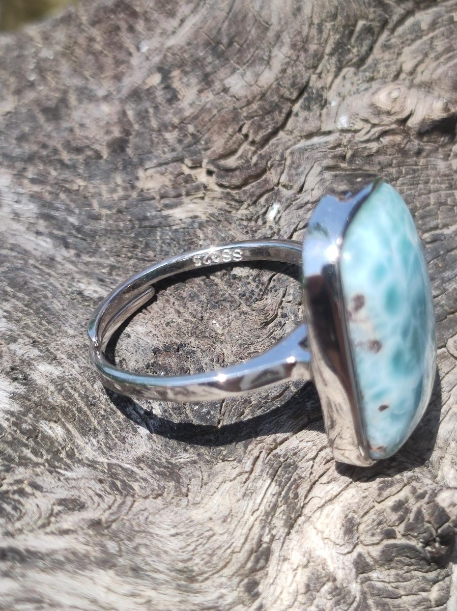 Larimar 925 Silber Ring "Atlantis Stone" Edelstein blau Natur Meer Himmel gefasst Energie Kraft Rarität Selten Frau Mutter Sie Oma Geschenk - Art of Nature Berlin