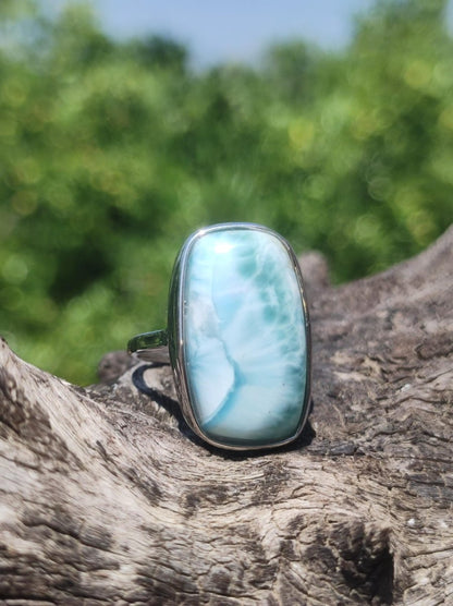 Larimar 925 Silber Ring "Atlantis Stone" Edelstein blau Natur Meer Himmel gefasst Energie Kraft Rarität Selten Frau Mutter Sie Oma Geschenk - Art of Nature Berlin