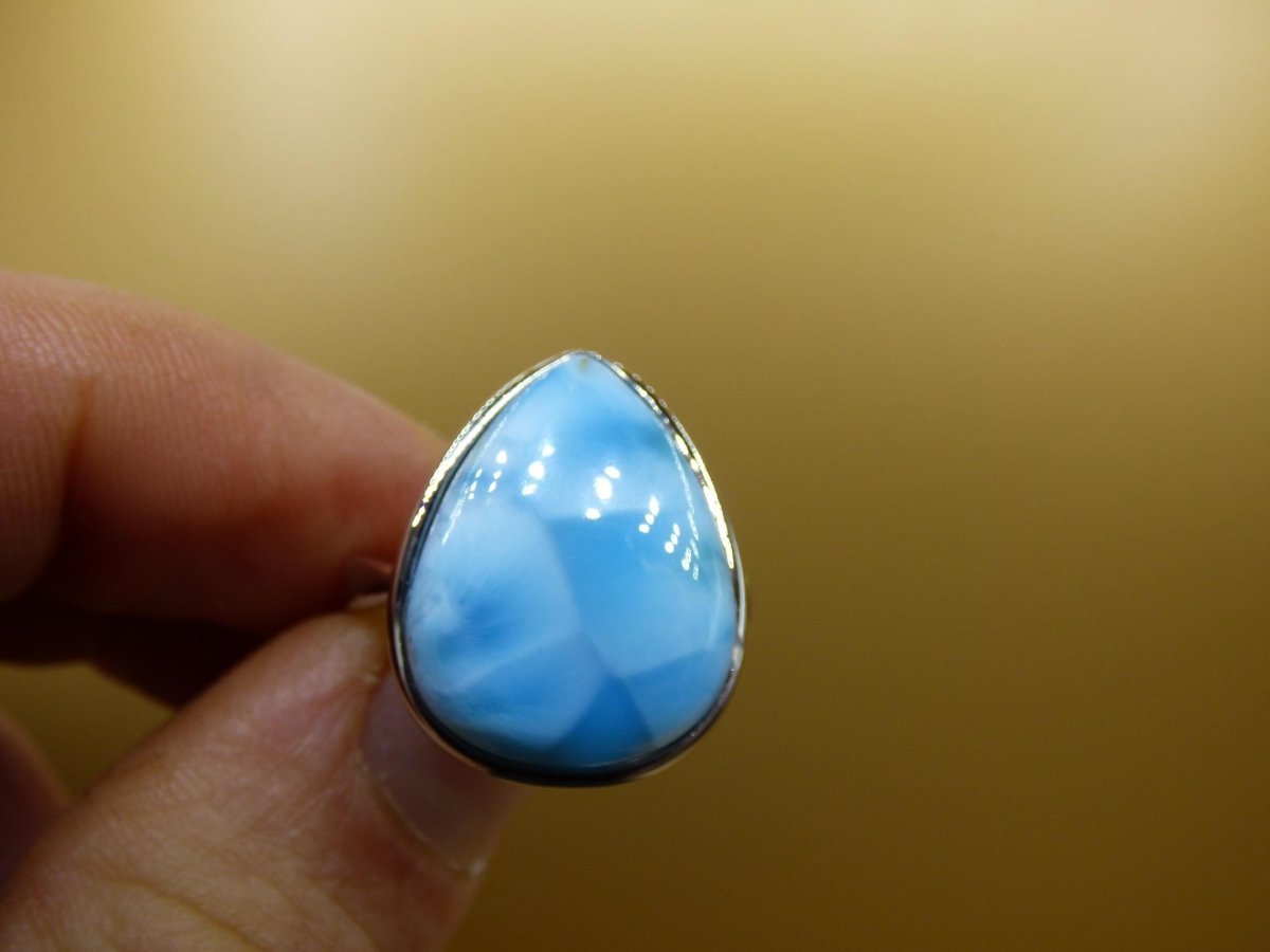 Larimar 925 Silber Ring "Atlantis Stone" Edelstein blau Natur Meer Himmel gefasst Energie Kraft Rarität Selten Frau Mutter Sie Oma Geschenk - Art of Nature Berlin