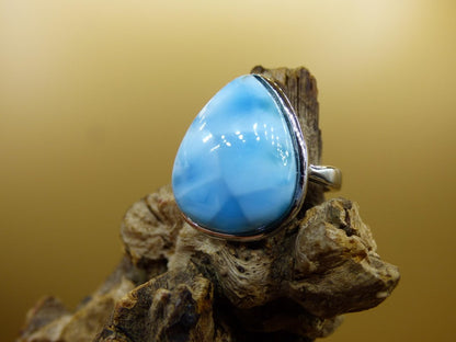 Larimar 925 Silber Ring "Atlantis Stone" Edelstein blau Natur Meer Himmel gefasst Energie Kraft Rarität Selten Frau Mutter Sie Oma Geschenk - Art of Nature Berlin