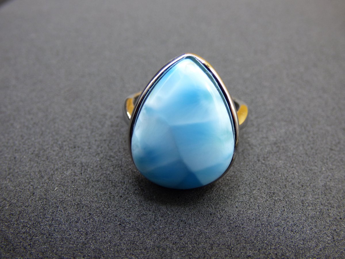 Larimar 925 Silber Ring "Atlantis Stone" Edelstein blau Natur Meer Himmel gefasst Energie Kraft Rarität Selten Frau Mutter Sie Oma Geschenk - Art of Nature Berlin