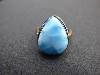 Larimar 925 Silber Ring "Atlantis Stone" Edelstein blau Natur Meer Himmel gefasst Energie Kraft Rarität Selten Frau Mutter Sie Oma Geschenk - Art of Nature Berlin
