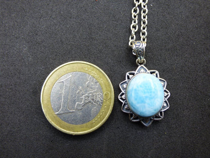 Larimar A Edelstein Kette 925 Sterling Silber Frau Schmuck Edel Antik Vintage Heilstein Rarität Meer Himmel blau Geschenk Frau Freundin - Art of Nature Berlin