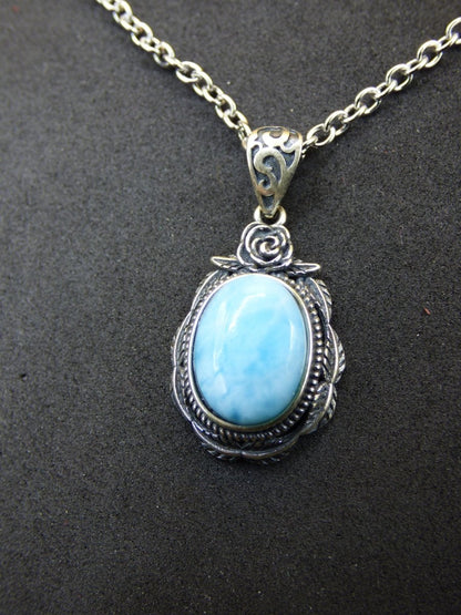 Larimar A Edelstein Kette 925 Sterling Silber Frau Schmuck Edel Antik Vintage Heilstein Rarität Meer Himmel blau Geschenk Frau Freundin - Art of Nature Berlin