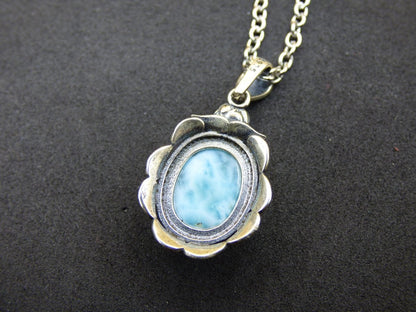 Larimar A Edelstein Kette 925 Sterling Silber Frau Schmuck Edel Antik Vintage Heilstein Rarität Meer Himmel blau Geschenk Frau Freundin - Art of Nature Berlin