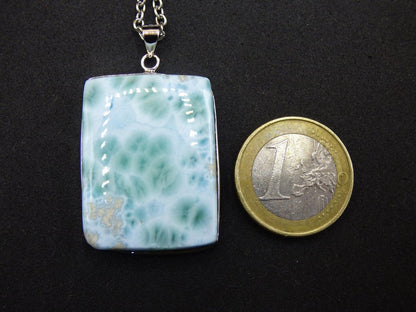 Larimar A &quot;Atlantis Stone&quot; Edelstein Kette 925 Sterling Silber Frau Schmuck Edel Natur Heilstein Hippie Rarität Meer Himmel blau Geschenk - Art of Nature Berlin