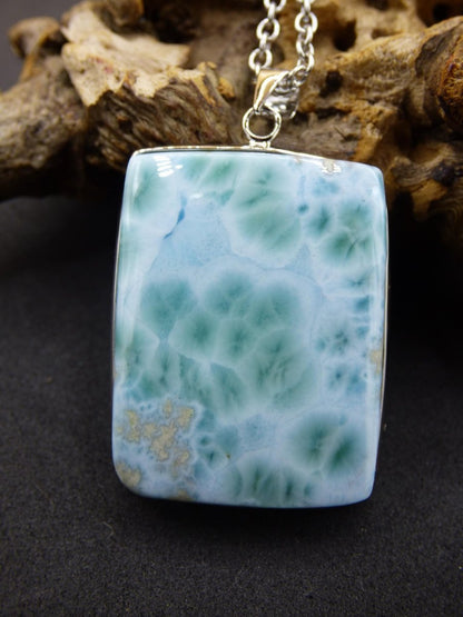Larimar A &quot;Atlantis Stone&quot; Edelstein Kette 925 Sterling Silber Frau Schmuck Edel Natur Heilstein Hippie Rarität Meer Himmel blau Geschenk - Art of Nature Berlin