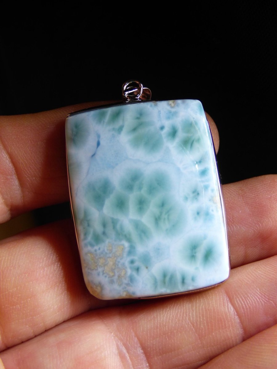 Larimar A &quot;Atlantis Stone&quot; Edelstein Kette 925 Sterling Silber Frau Schmuck Edel Natur Heilstein Hippie Rarität Meer Himmel blau Geschenk - Art of Nature Berlin