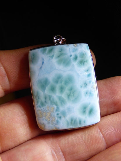 Larimar A &quot;Atlantis Stone&quot; Edelstein Kette 925 Sterling Silber Frau Schmuck Edel Natur Heilstein Hippie Rarität Meer Himmel blau Geschenk - Art of Nature Berlin