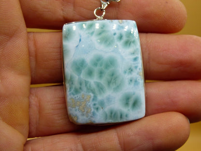 Larimar A &quot;Atlantis Stone&quot; Edelstein Kette 925 Sterling Silber Frau Schmuck Edel Natur Heilstein Hippie Rarität Meer Himmel blau Geschenk - Art of Nature Berlin