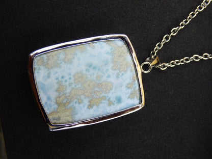 Larimar A &quot;Atlantis Stone&quot; Edelstein Kette 925 Sterling Silber Frau Schmuck Edel Natur Heilstein Hippie Rarität Meer Himmel blau Geschenk - Art of Nature Berlin