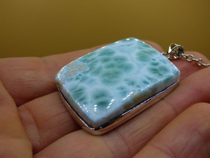 Larimar A &quot;Atlantis Stone&quot; Edelstein Kette 925 Sterling Silber Frau Schmuck Edel Natur Heilstein Hippie Rarität Meer Himmel blau Geschenk - Art of Nature Berlin