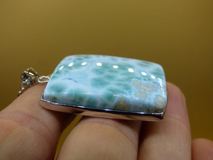 Larimar A &quot;Atlantis Stone&quot; Edelstein Kette 925 Sterling Silber Frau Schmuck Edel Natur Heilstein Hippie Rarität Meer Himmel blau Geschenk - Art of Nature Berlin
