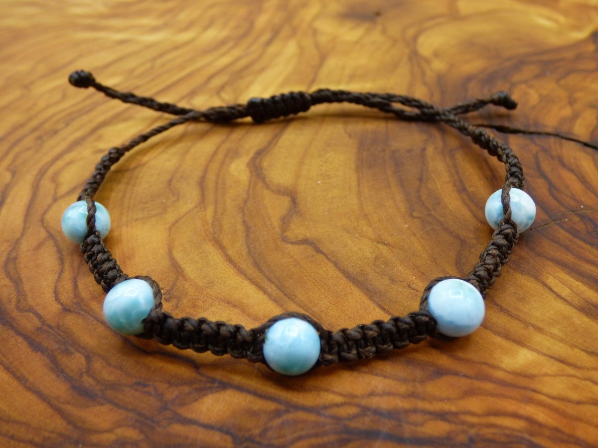 LARIMAR AAA 8 oder 10 mm~ Edelstein Makramee Armband ~ GOA ~ Hippie ~Boho ~Ethno ~Indie ~Nature ~Heilstein - Art of Nature Berlin