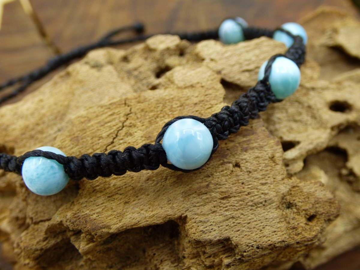 LARIMAR AAA 8 oder 10 mm~ Edelstein Makramee Armband ~ GOA ~ Hippie ~Boho ~Ethno ~Indie ~Nature ~Heilstein - Art of Nature Berlin