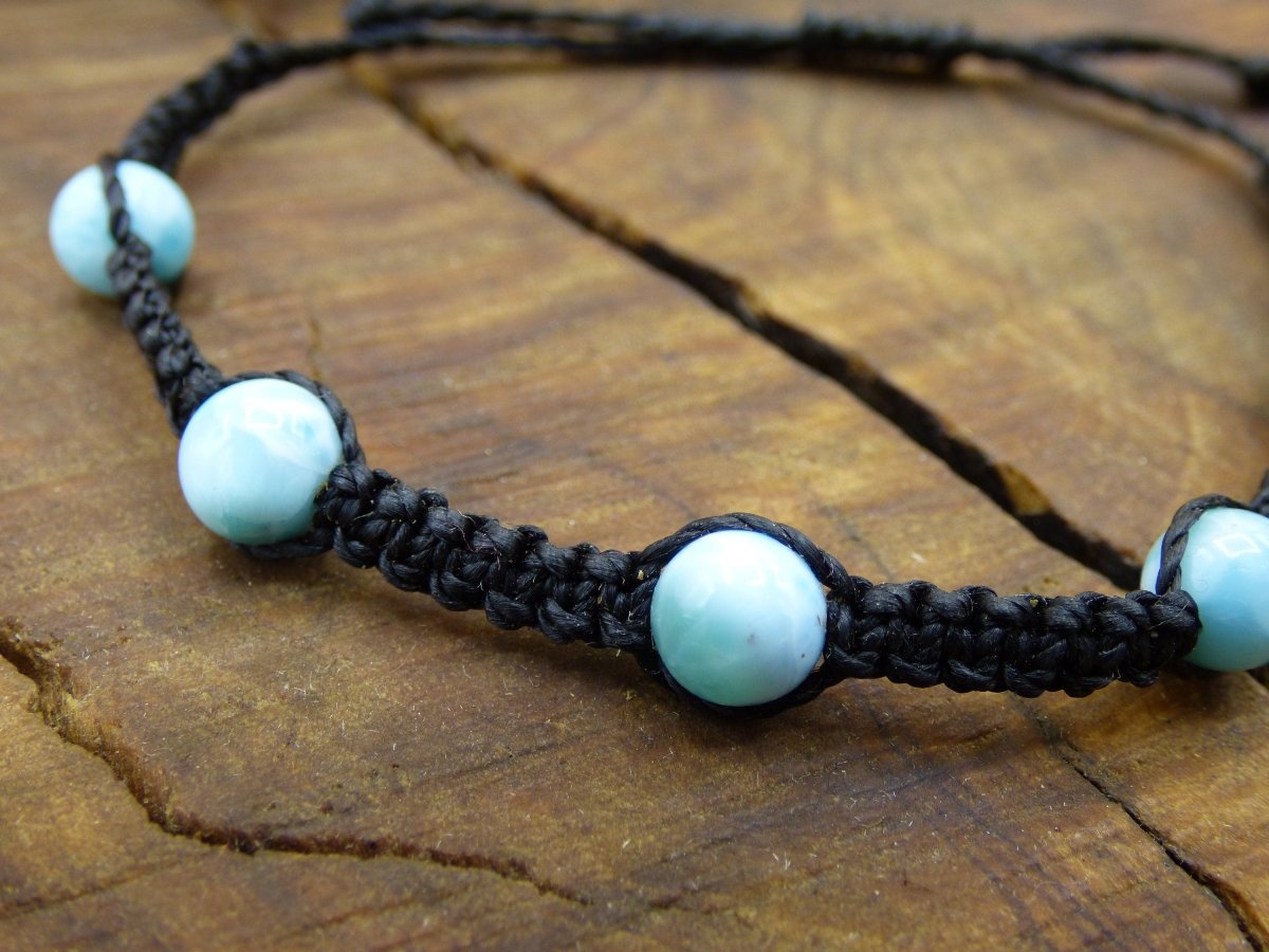 LARIMAR AAA 8 oder 10 mm~ Edelstein Makramee Armband ~ GOA ~ Hippie ~Boho ~Ethno ~Indie ~Nature ~Heilstein - Art of Nature Berlin