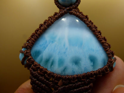 Larimar AAA "Atlantis Stein" blau ~ Makramee Edelstein Kette ~HIPPIE ~GOA ~Boho ~Ethno ~Nature ~Heilstein ~Flash - Art of Nature Berlin