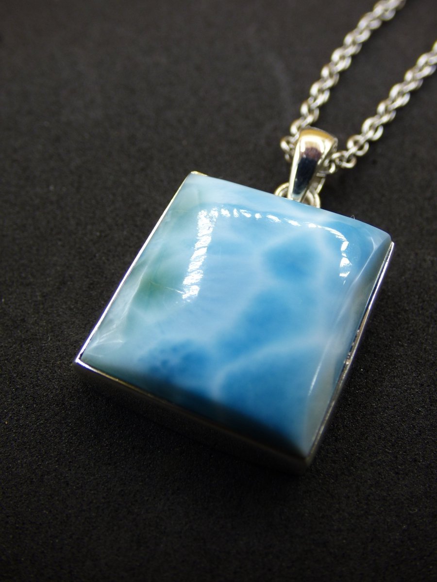 Larimar AAA "Atlantis Stone" Edelstein Kette 925 Sterling Silber Frau Schmuck Edel Natur Heilstein Hippie Rarität Meer Himmel blau Geschenk - Art of Nature Berlin