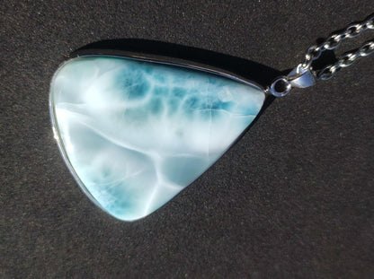 Larimar AAA "Atlantis Stone" Edelstein Kette 925 Sterling Silber Frau Schmuck Edel Natur Heilstein Hippie Rarität Meer Himmel blau Geschenk - Art of Nature Berlin