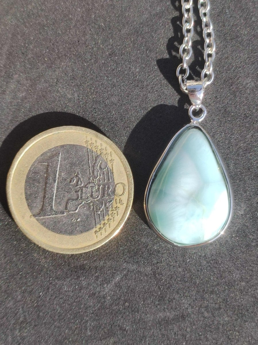 Larimar AAA "Atlantis Stone" Edelstein Kette 925 Sterling Silber Frau Schmuck Edel Natur Heilstein Hippie Rarität Meer Himmel blau Geschenk - Art of Nature Berlin