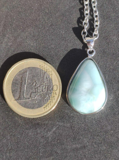 Larimar AAA "Atlantis Stone" Edelstein Kette 925 Sterling Silber Frau Schmuck Edel Natur Heilstein Hippie Rarität Meer Himmel blau Geschenk - Art of Nature Berlin