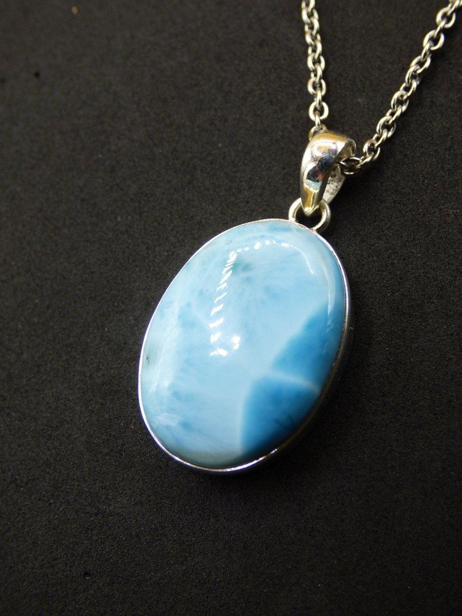 Larimar AAA "Atlantis Stone" Edelstein Kette 925 Sterling Silber Frau Schmuck Edel Natur Heilstein Hippie Rarität Meer Himmel blau Geschenk - Art of Nature Berlin