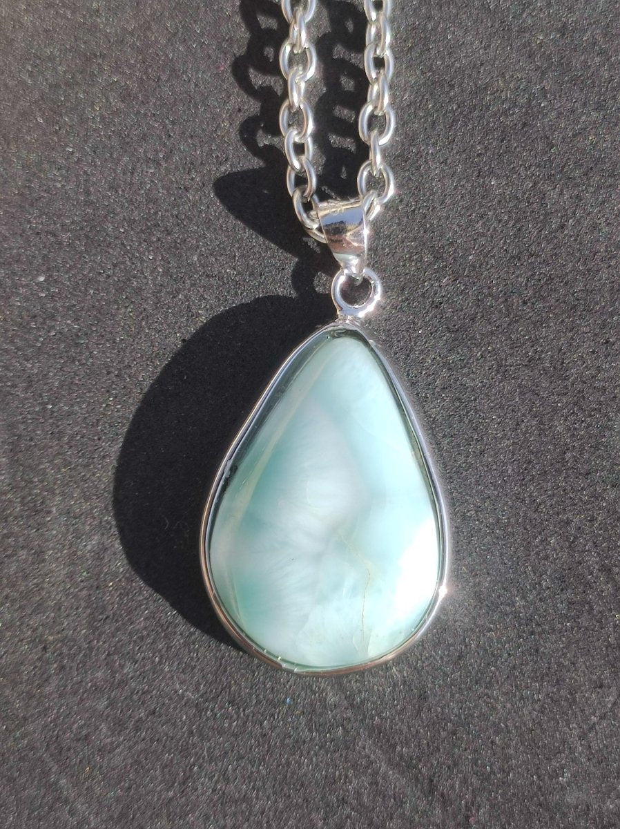 Larimar AAA "Atlantis Stone" Edelstein Kette 925 Sterling Silber Frau Schmuck Edel Natur Heilstein Hippie Rarität Meer Himmel blau Geschenk - Art of Nature Berlin