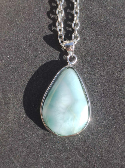 Larimar AAA "Atlantis Stone" Edelstein Kette 925 Sterling Silber Frau Schmuck Edel Natur Heilstein Hippie Rarität Meer Himmel blau Geschenk - Art of Nature Berlin