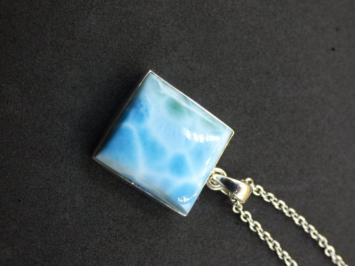 Larimar AAA "Atlantis Stone" Edelstein Kette 925 Sterling Silber Frau Schmuck Edel Natur Heilstein Hippie Rarität Meer Himmel blau Geschenk - Art of Nature Berlin