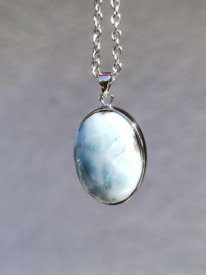 Larimar AAA "Atlantis Stone" Edelstein Kette 925 Sterling Silber Frau Schmuck Edel Natur Heilstein Hippie Rarität Meer Himmel blau Geschenk - Art of Nature Berlin
