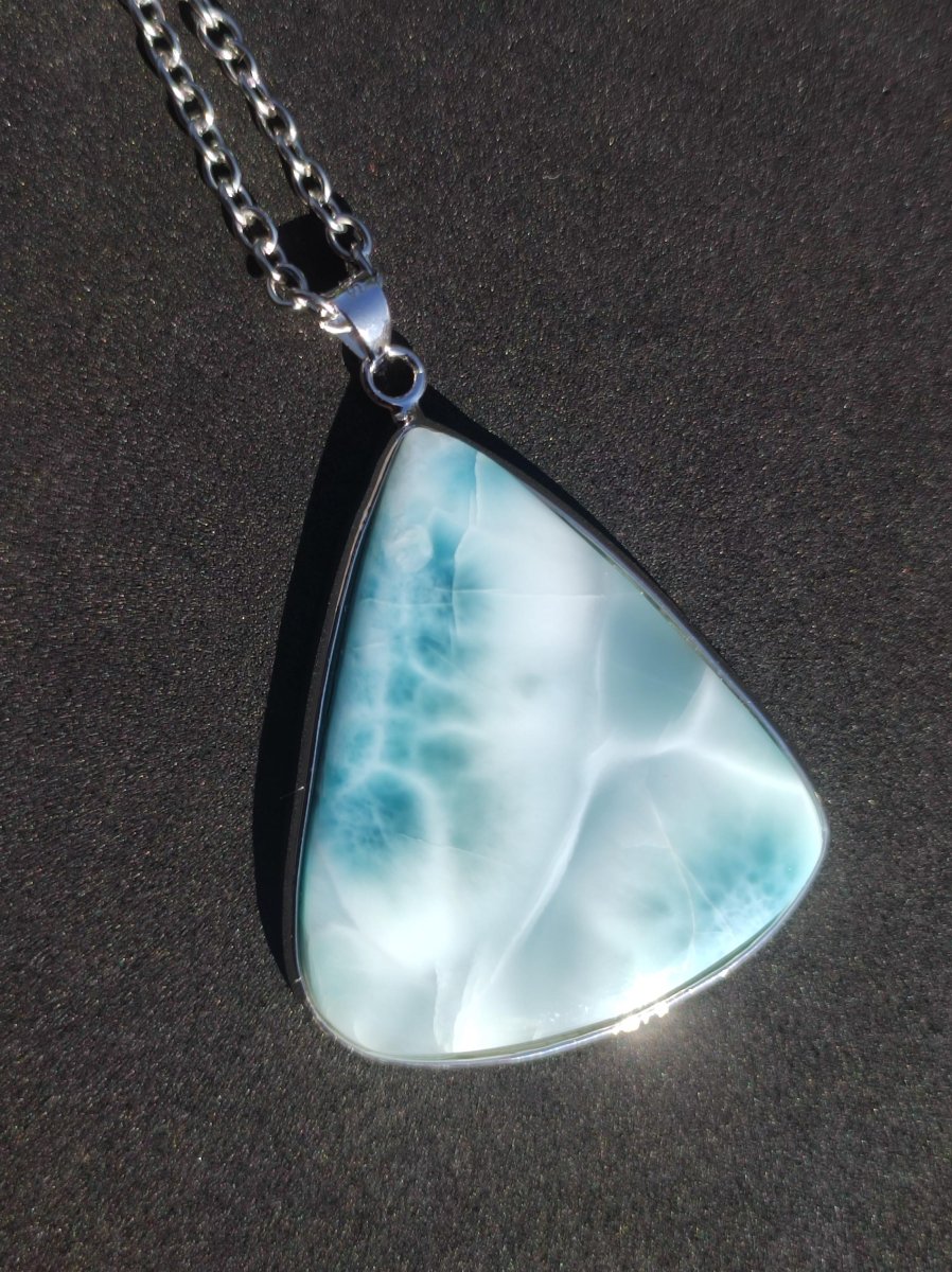 Larimar AAA "Atlantis Stone" Edelstein Kette 925 Sterling Silber Frau Schmuck Edel Natur Heilstein Hippie Rarität Meer Himmel blau Geschenk - Art of Nature Berlin