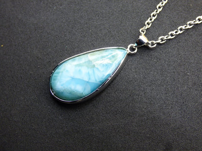 Larimar AAA "Atlantis Stone" Edelstein Kette 925 Sterling Silber Frau Schmuck Edel Natur Heilstein Hippie Rarität Meer Himmel blau Geschenk - Art of Nature Berlin