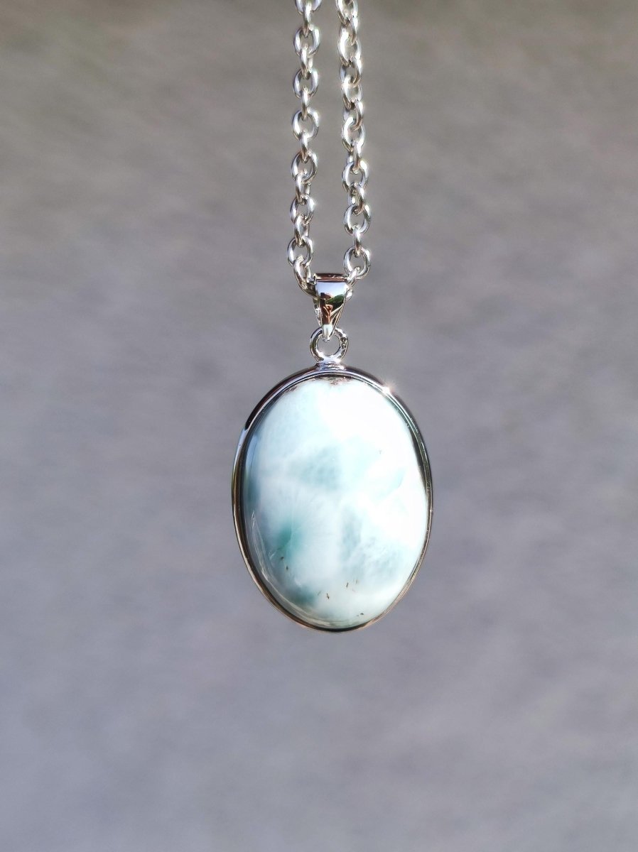 Larimar AAA "Atlantis Stone" Edelstein Kette 925 Sterling Silber Frau Schmuck Edel Natur Heilstein Hippie Rarität Meer Himmel blau Geschenk - Art of Nature Berlin