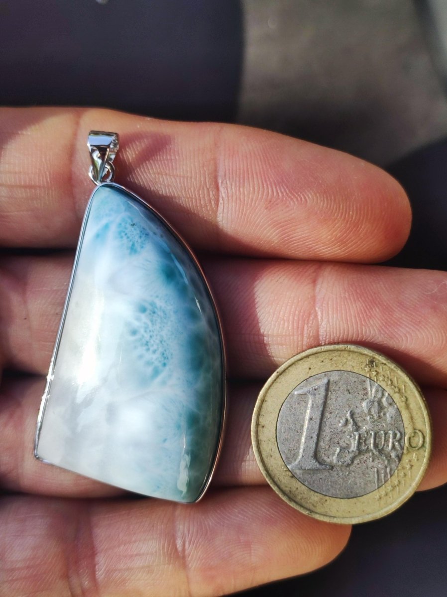 Larimar AAA "Atlantis Stone" Edelstein Kette 925 Sterling Silber Frau Schmuck Edel Natur Heilstein Hippie Rarität Meer Himmel blau Geschenk - Art of Nature Berlin