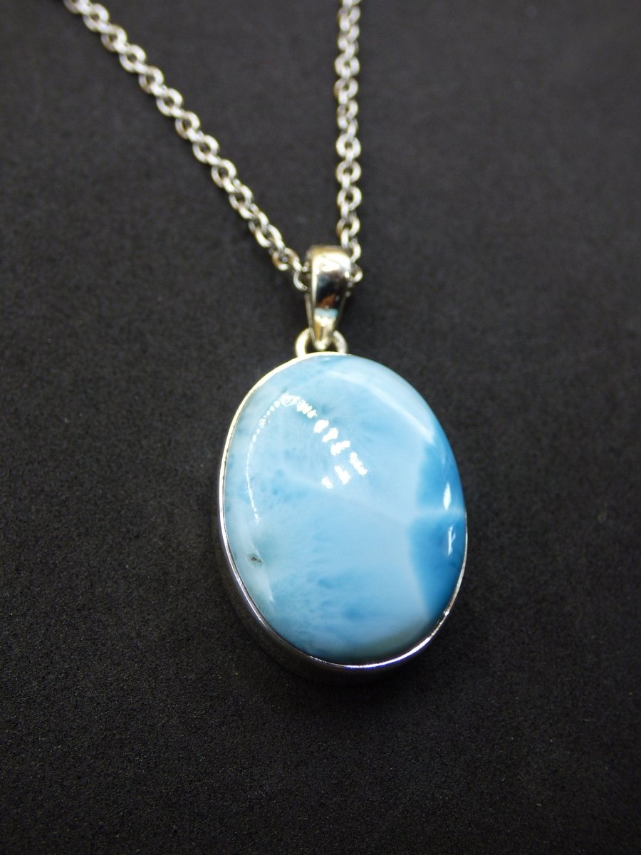 Larimar AAA "Atlantis Stone" Edelstein Kette 925 Sterling Silber Frau Schmuck Edel Natur Heilstein Hippie Rarität Meer Himmel blau Geschenk - Art of Nature Berlin