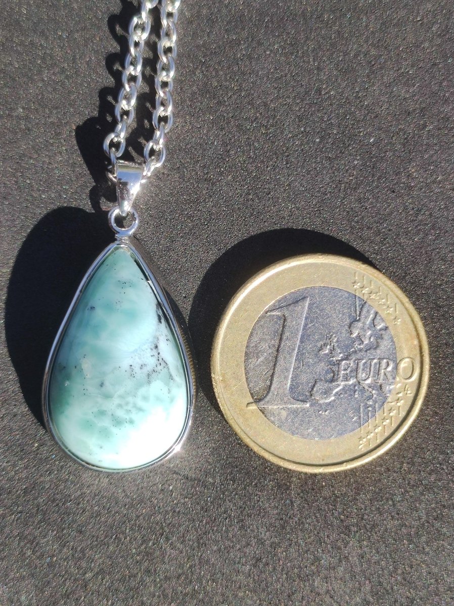 Larimar AAA "Atlantis Stone" Edelstein Kette 925 Sterling Silber Frau Schmuck Edel Natur Heilstein Hippie Rarität Meer Himmel blau Geschenk - Art of Nature Berlin