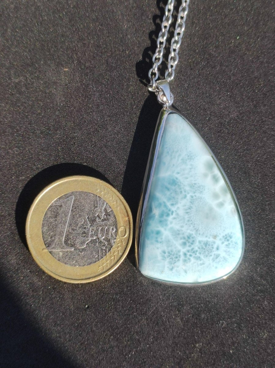 Larimar AAA "Atlantis Stone" Edelstein Kette 925 Sterling Silber Frau Schmuck Edel Natur Heilstein Hippie Rarität Meer Himmel blau Geschenk - Art of Nature Berlin
