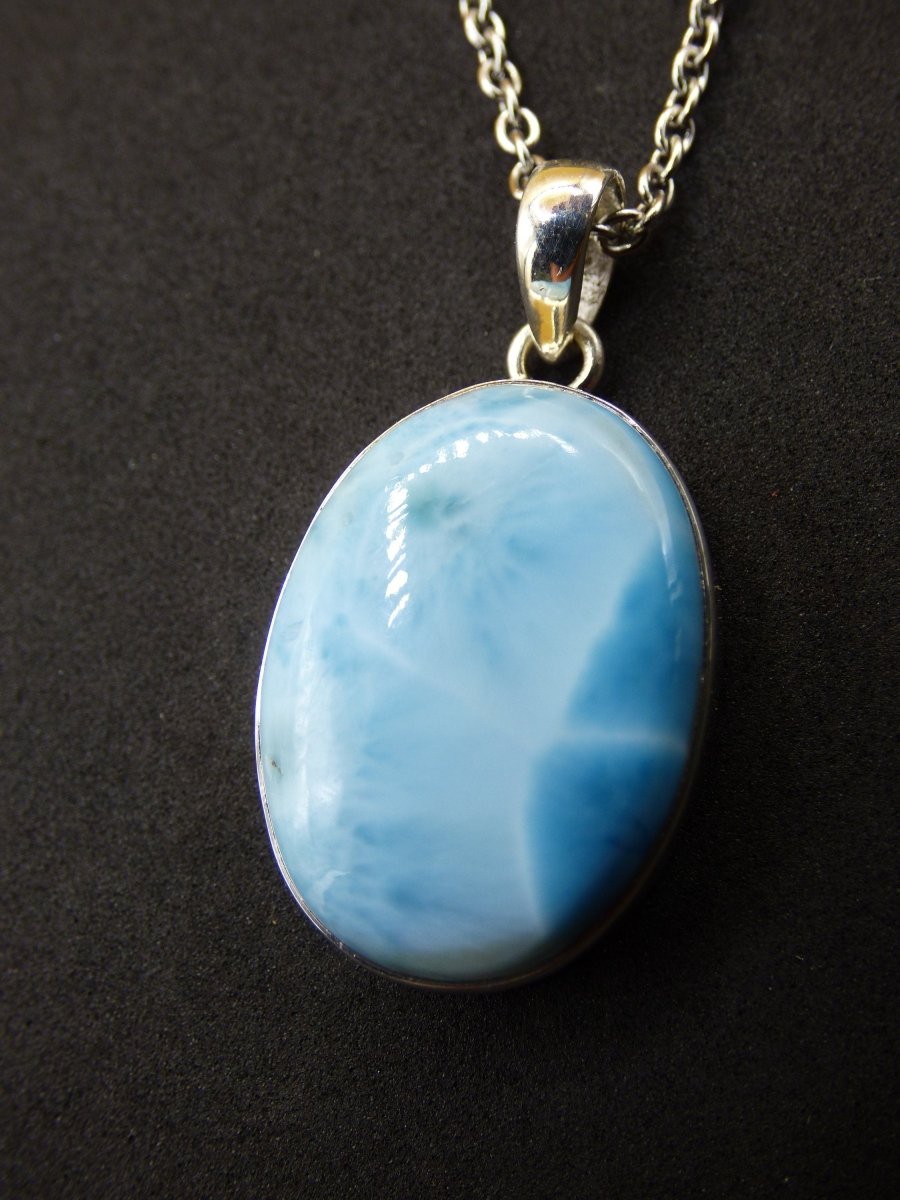 Larimar AAA "Atlantis Stone" Edelstein Kette 925 Sterling Silber Frau Schmuck Edel Natur Heilstein Hippie Rarität Meer Himmel blau Geschenk - Art of Nature Berlin