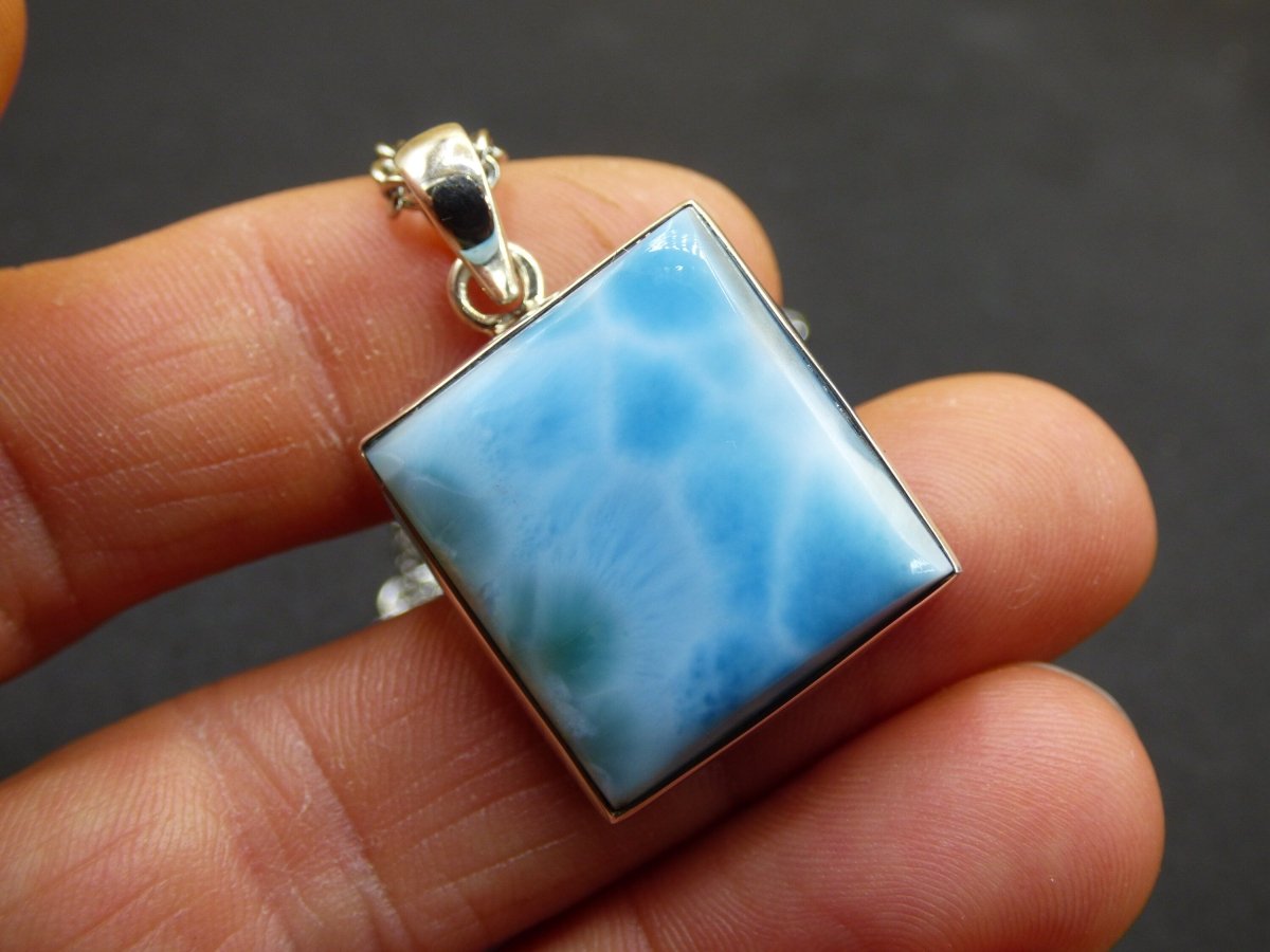 Larimar AAA "Atlantis Stone" Edelstein Kette 925 Sterling Silber Frau Schmuck Edel Natur Heilstein Hippie Rarität Meer Himmel blau Geschenk - Art of Nature Berlin