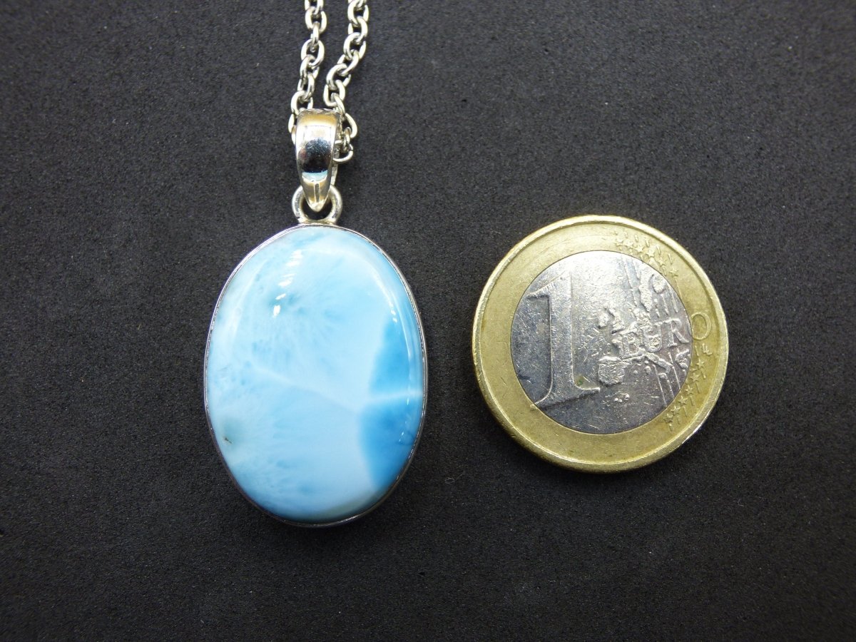 Larimar AAA "Atlantis Stone" Edelstein Kette 925 Sterling Silber Frau Schmuck Edel Natur Heilstein Hippie Rarität Meer Himmel blau Geschenk - Art of Nature Berlin