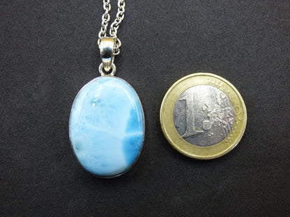 Larimar AAA "Atlantis Stone" Edelstein Kette 925 Sterling Silber Frau Schmuck Edel Natur Heilstein Hippie Rarität Meer Himmel blau Geschenk - Art of Nature Berlin