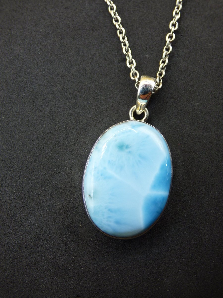 Larimar AAA "Atlantis Stone" Edelstein Kette 925 Sterling Silber Frau Schmuck Edel Natur Heilstein Hippie Rarität Meer Himmel blau Geschenk - Art of Nature Berlin