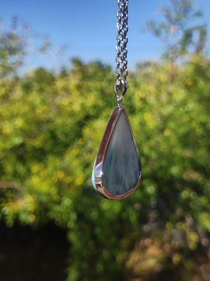 Larimar AAA "Atlantis Stone" Edelstein Kette 925 Sterling Silber Frau Schmuck Edel Natur Heilstein Hippie Rarität Meer Himmel blau Geschenk - Art of Nature Berlin