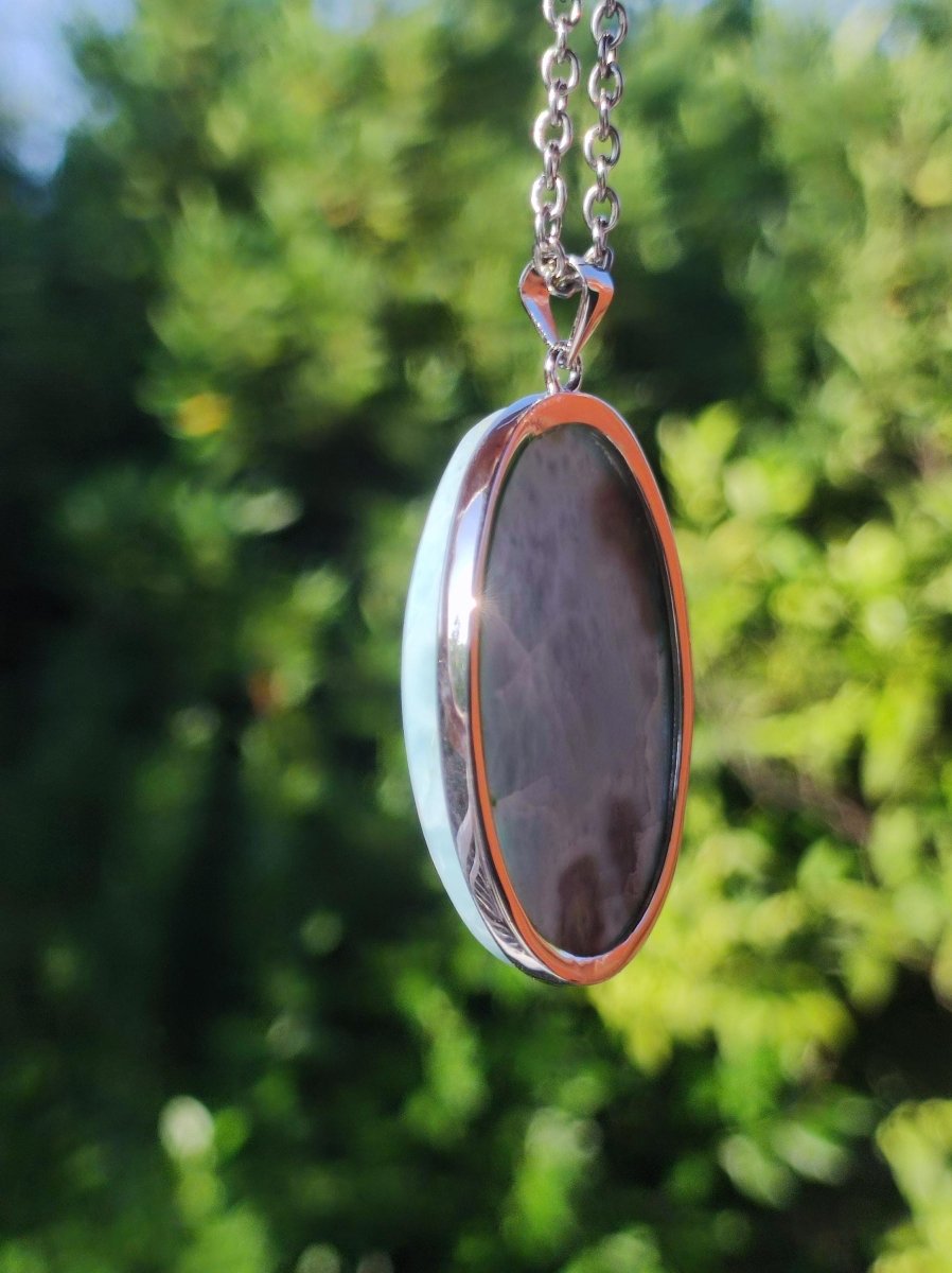 Larimar AAA "Atlantis Stone" Edelstein Kette 925 Sterling Silber Frau Schmuck Edel Natur Heilstein Hippie Rarität Meer Himmel blau Geschenk - Art of Nature Berlin