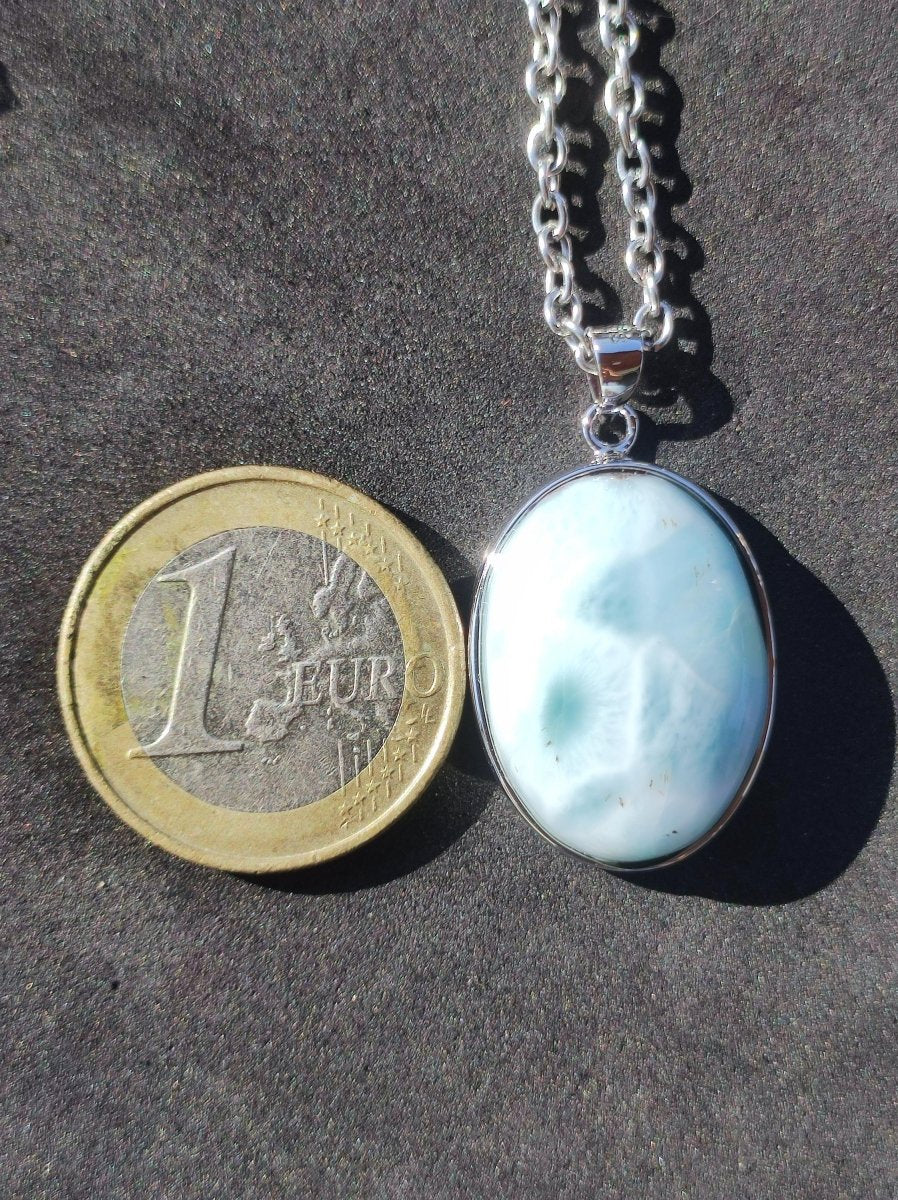 Larimar AAA "Atlantis Stone" Edelstein Kette 925 Sterling Silber Frau Schmuck Edel Natur Heilstein Hippie Rarität Meer Himmel blau Geschenk - Art of Nature Berlin