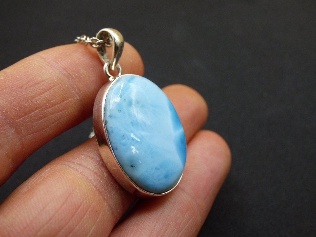 Larimar AAA "Atlantis Stone" Edelstein Kette 925 Sterling Silber Frau Schmuck Edel Natur Heilstein Hippie Rarität Meer Himmel blau Geschenk - Art of Nature Berlin