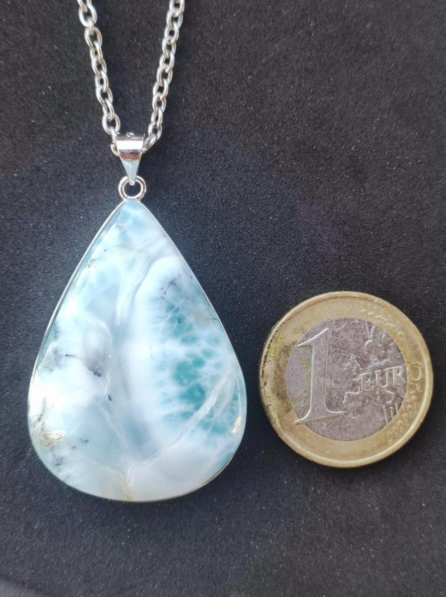 Larimar AAA "Atlantis Stone" Edelstein Kette 925 Sterling Silber Frau Schmuck Edel Natur Heilstein Hippie Rarität Meer Himmel blau Geschenk - Art of Nature Berlin