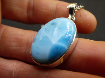 Larimar AAA "Atlantis Stone" Edelstein Kette 925 Sterling Silber Frau Schmuck Edel Natur Heilstein Hippie Rarität Meer Himmel blau Geschenk - Art of Nature Berlin